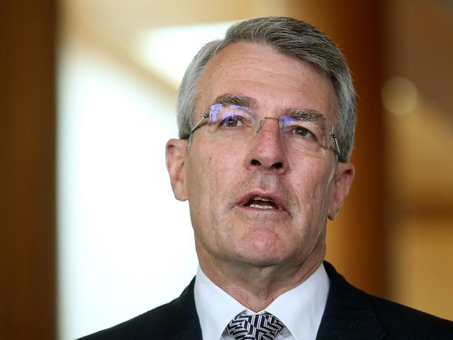 Shadow Attorney-General Mark Dreyfus and Leader of the Opposition in the Senate Penny Wong holding a doorstop on proposed amendments to the marriage equality bill at Parliament House in Canberra.