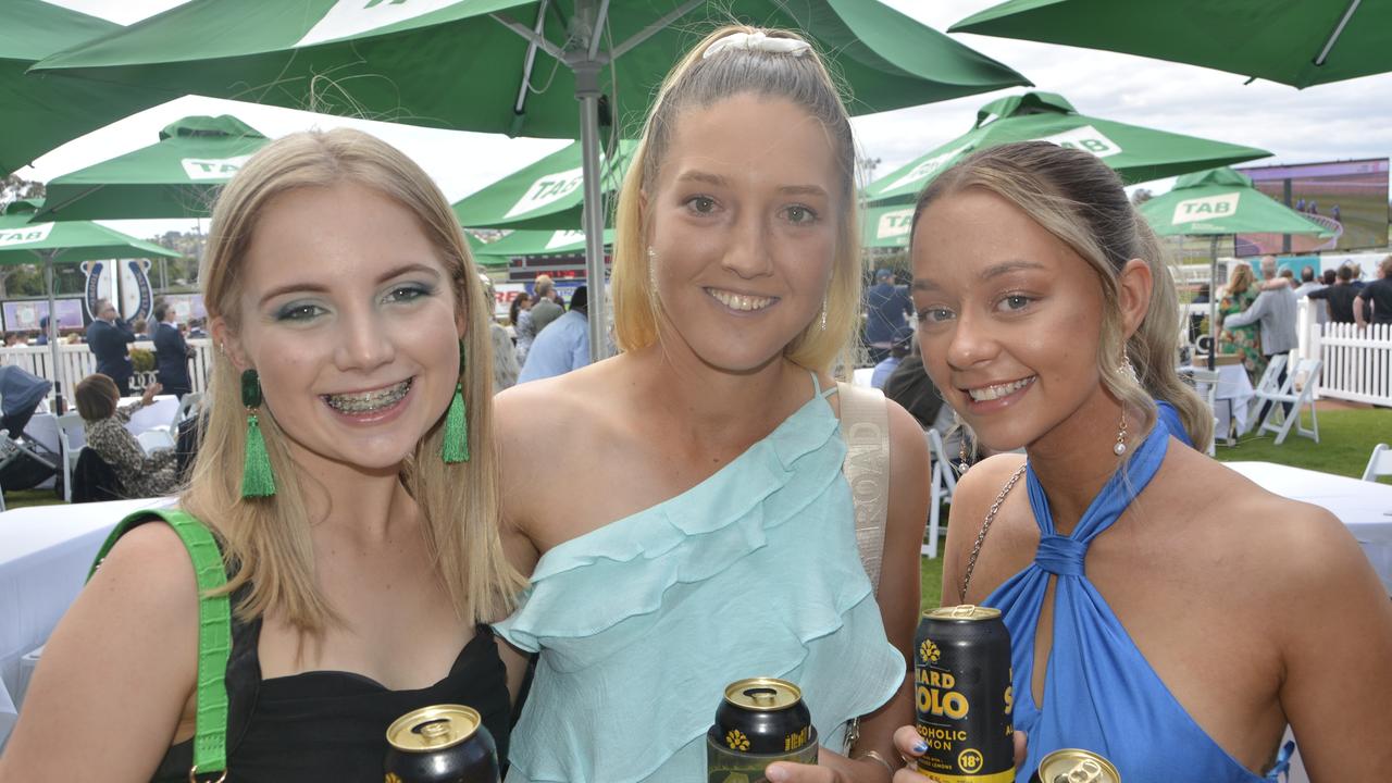 Jordan McLachlan, Caitlin Cronk and Olivia Graham at the 2023 Audi Centre Toowoomba Weetwood race day at Clifford Park Racecourse.