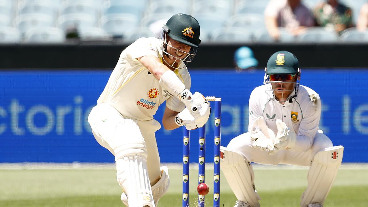 David Warner in action on day two.