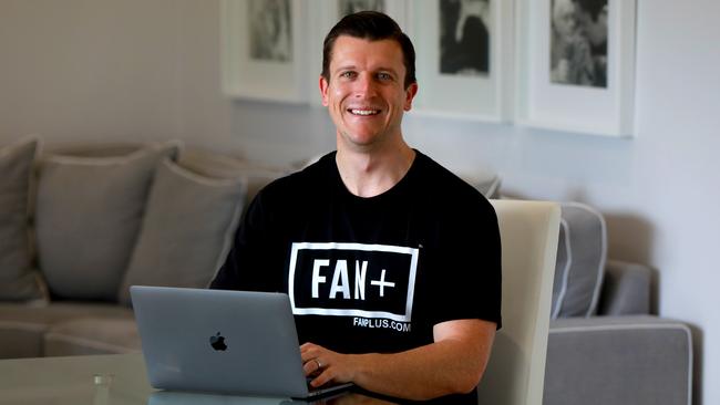 Kellyville local Aaron Warburton has helped create a start-up called Fan+ which connects sports fans with VIP sports experiences. Picture: Angelo Velardo