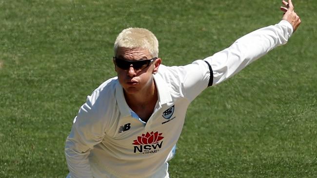 SYDNEY, AUSTRALIA - NOVEMBER 26:  Adam Zampa of the Blues bowls during the Sheffield Shield match between New South Wales and Tasmania at Sydney Cricket Ground, on November 26, 2024, in Sydney, Australia. (Photo by Matt King/Getty Images)