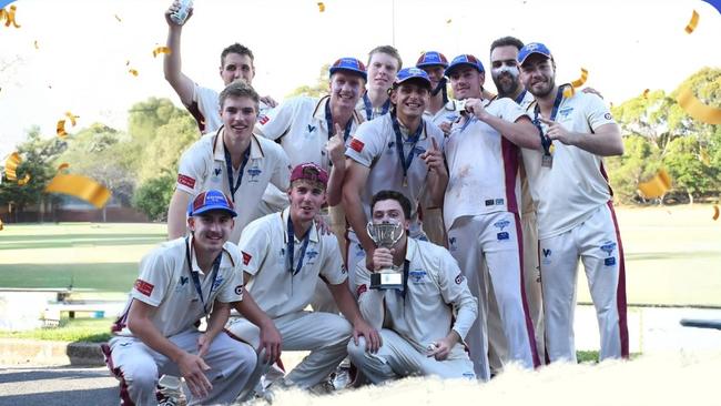 Bayside shows off the premiership trophy. Picture: Nigel Barrie