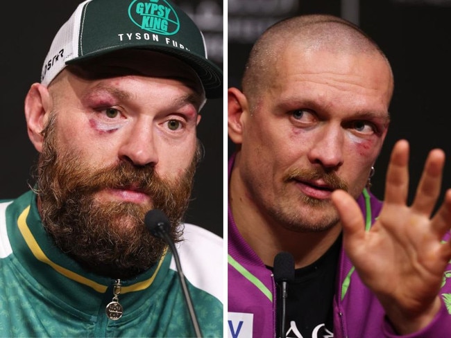 Tyson Fury and Oleksandr Usyk after the fight. Photos: Getty Images