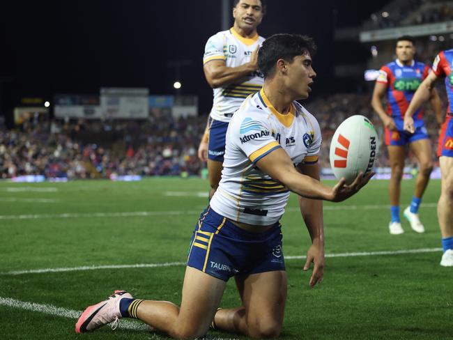 Blaize Talagi found the try line twice for the Eels. Picture: Scott Gardiner/Getty Images