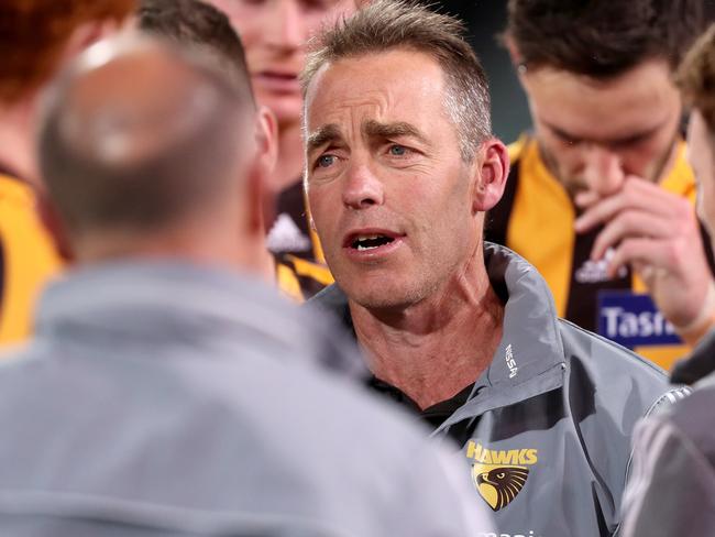 ADELAIDE, AUSTRALIA - SEPTEMBER 01: Alastair Clarkson, Senior Coach of the Hawks during the 2020 AFL Round 15 match between the Hawthorn Hawks and the Adelaide Crows at Adelaide Oval on September 1, 2020 in Adelaide, Australia. (Photo by James Elsby/AFL Photos via Getty Images)