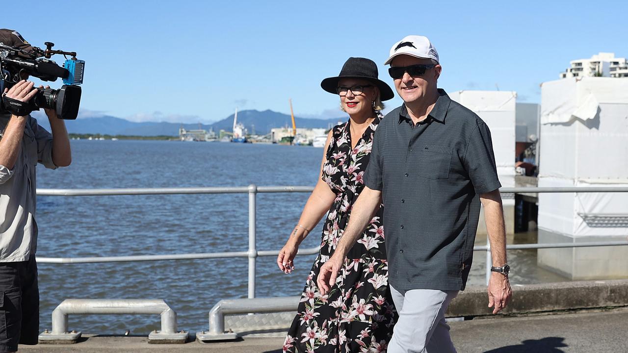 Anthony Albanese in Cairns with Labor candidate Elida Faith to announce Labor’s Great Barrier Reef funding. Picture: Sam Ruttyn