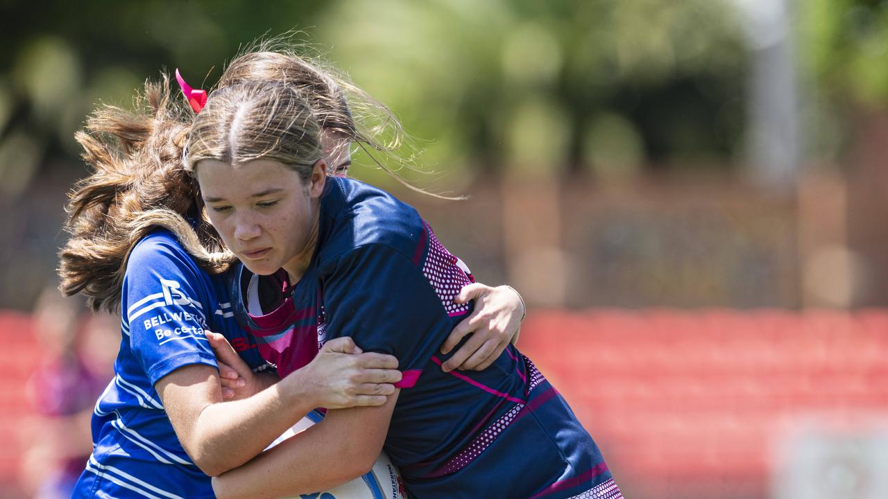 Paityn Swan of Roma in a club game against University as Downs Rugby host Next Gen 7s at Toowoomba Sports Ground, Saturday, October 12, 2024. Picture: Kevin Farmer