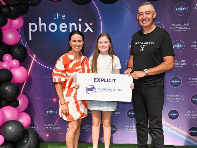 Seona, Sophie and Jason Thompson at The Phoenix box draw where Explicit will exit box eight Picture: Clint Anderson