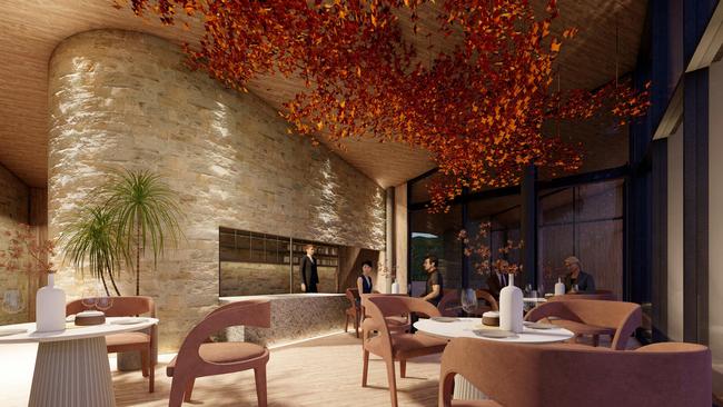 Artist impression for proposed luxury tourist accommodation and restaurant for Pelican Point, Kangaroo Island. Picture: NIC Design Studio