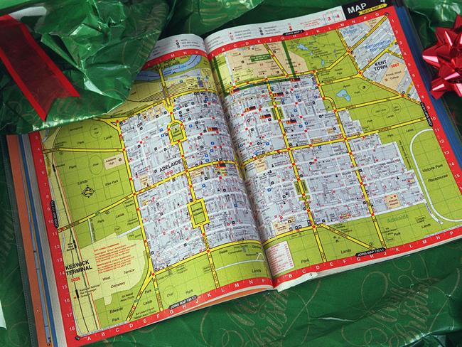 Street directory map of Adelaide and North Adelaide in Christmas paper 12 Nov 2003.