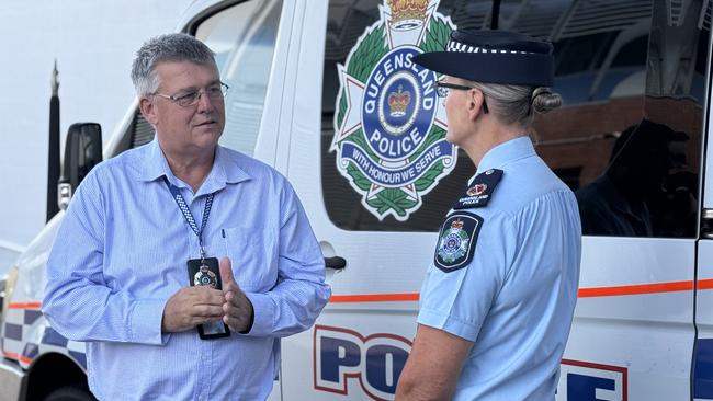 Detective Senior Sergeant Adam Golding, officer in charge of Townsville's Domestic Family Violence and Vulnerable Persons Unit, with Northern Region Acting Assistant Commissioner Monique Ralph. Picture: Natasha Emeck