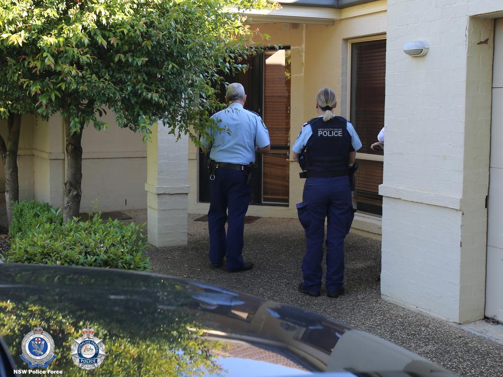 Police arrive at the Albury home. Picture: NSW Police