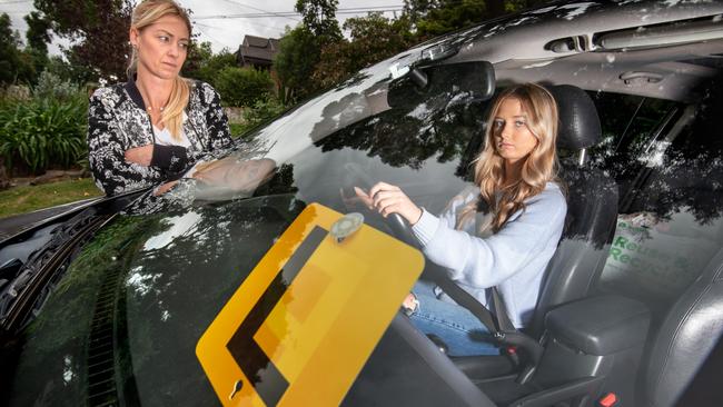 L-plate driver Hunter Reynolds, 17, was fined $1600 for being out driving with her mum, Sheree Reynolds, during the previous coronavirus lockdown. Picture: Tony Gough