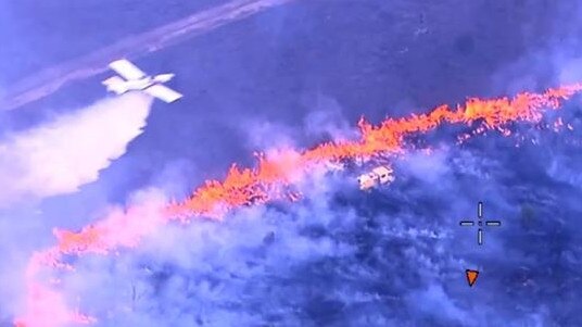 An aerial view of the bushfire sweeping Tara, October 2023. Picture: QFES