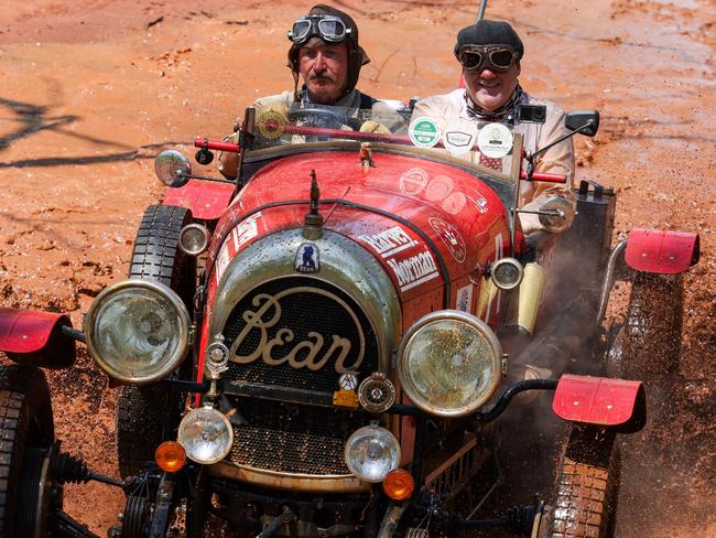 Birtles and Bean pictured to the north of Daly Waters, NT, while on their Globe trotting adventure. ,  PHOTOGRAPHS BY NIGEL WRIGHT. January 2025