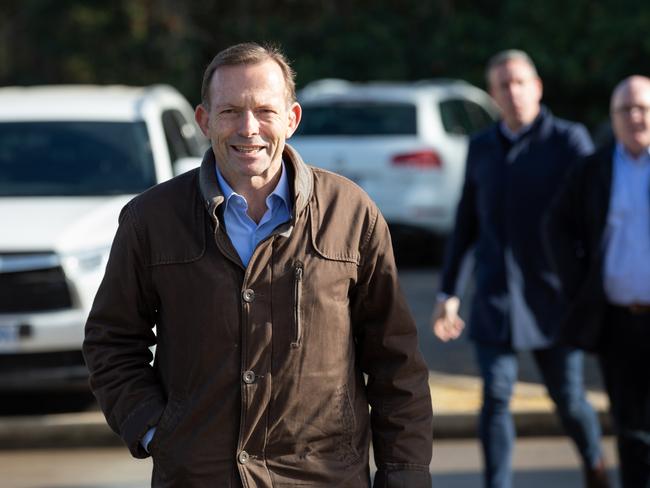 Former Prime Minister Tony Abbott arrives at the vegetable processing plant of Harvest Moon. (Forth)  Must Credit: Grant Wells