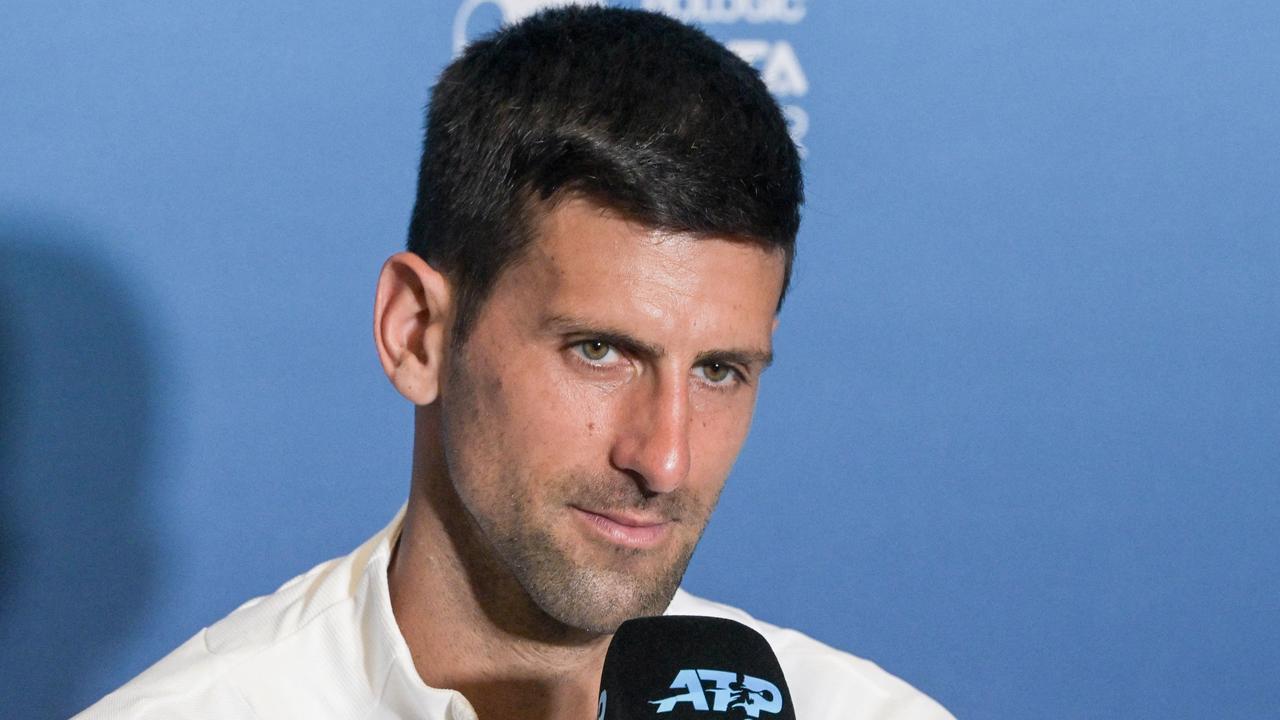 Serbian tennis player Novak Djokovic attends a press conference after winning his first round match against France's Constant Lestienne at the ATP Adelaide International tournament in Adelaide on January 3, 2023. (Photo by Brenton EDWARDS / AFP)