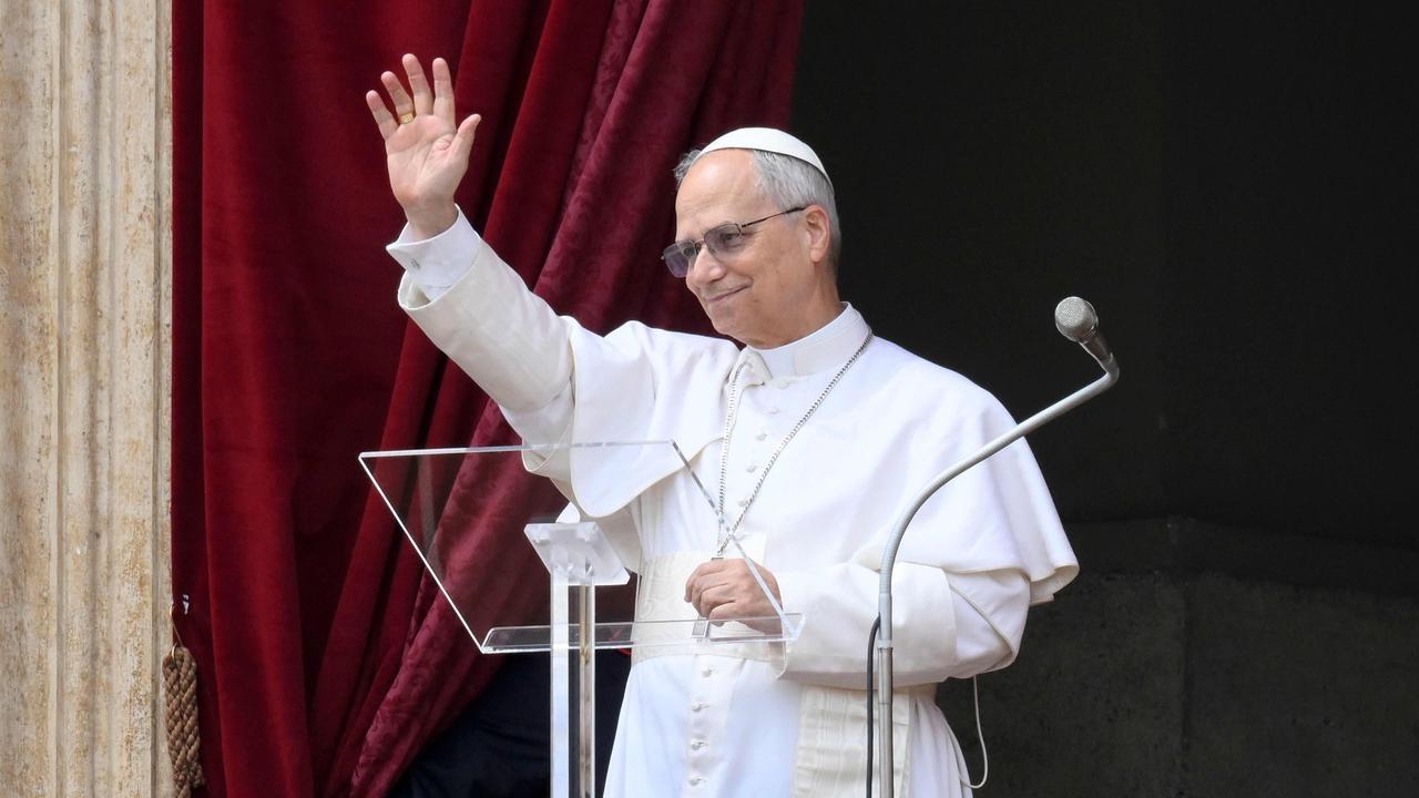 Pope Leo XIV during his first Reginal Caeli prayer at St Peter's basilica in The Vatican. (Photo by Handout / Vatican Media / AFP)