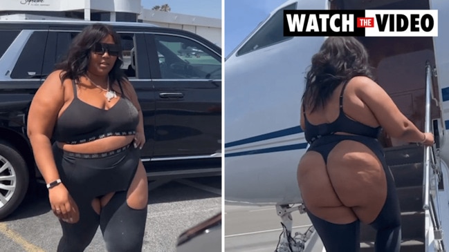 Lizzo Bares Almost All as She Boards a Private Jet in Shapewear