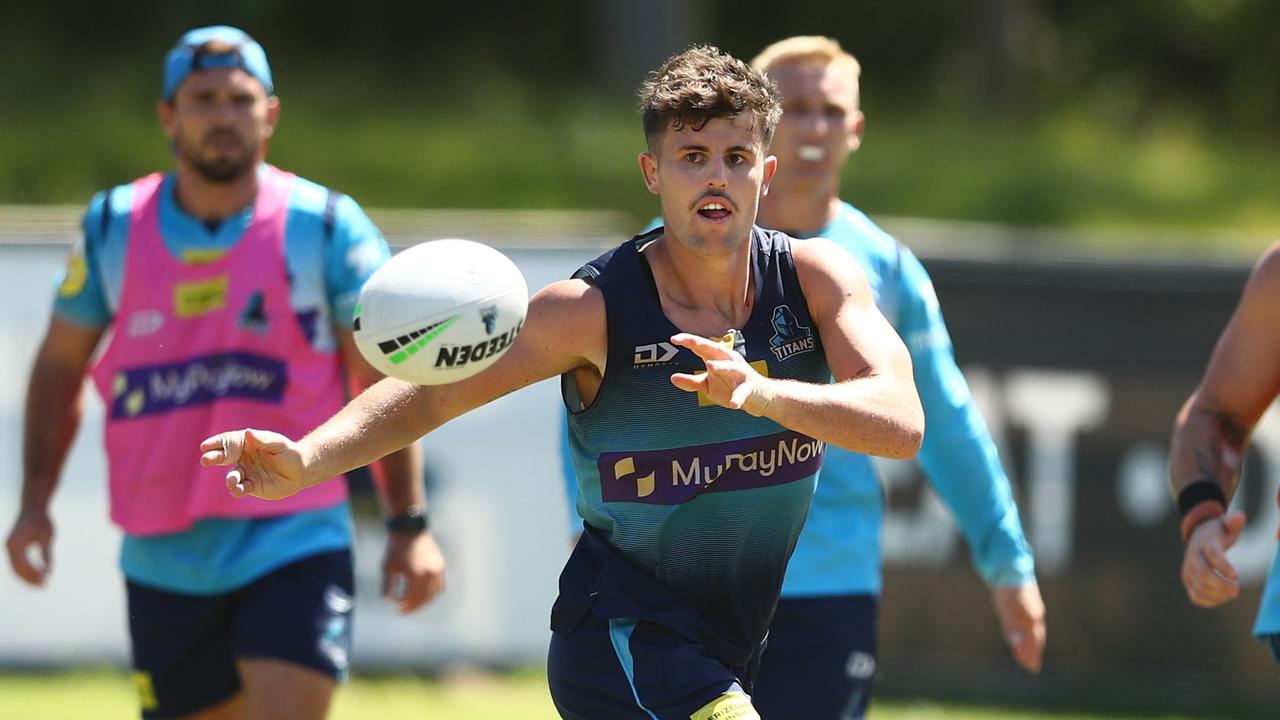 Toby Sexton has put on 3kg in the off-season as he prepares to be the Titans’ first-choice halfback in 2022. Picture: Chris Hyde/Getty Images