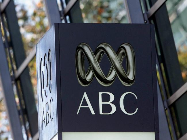 Sign with ABC logo outside ABC building, home of ABC radio, on Harris Street, Ultimo, Sydney, NSW.