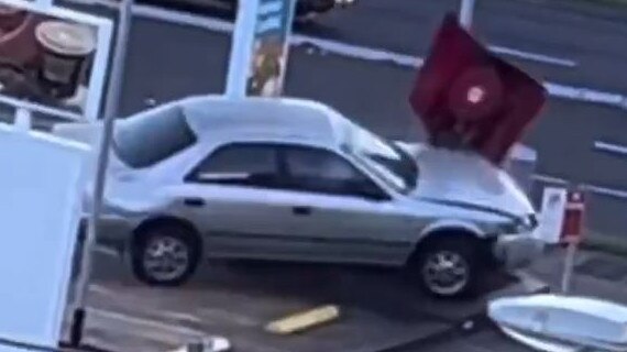 Both the front and the rear of the man’s Camry was damaged in the crash as shown in the video footage.