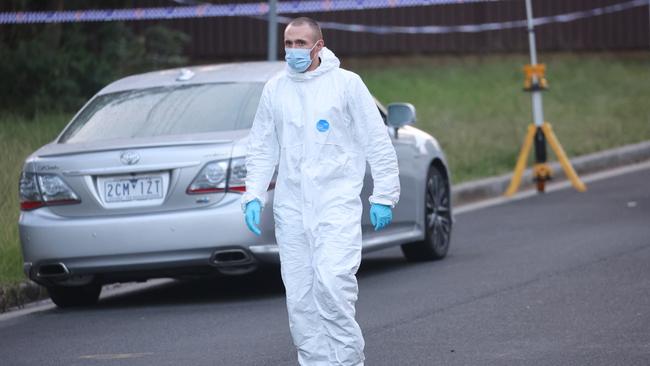 Police are investigating whether a torced car found nearby is connected with the shooting. Picture: Rohan Kelly/ NewsWire