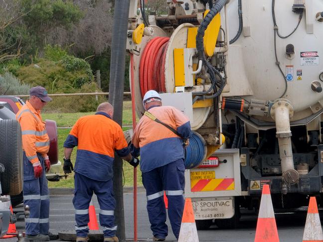 Their is a burst Sewer near the Queenscliff lighthouse, authorities including EPA and Barwon Water are on site  working quickly to try and repair burst sewer before it enters the bay.Picture: Mark Wilson