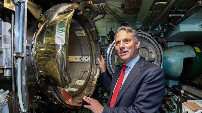 Defence Minister Richard Marles on board the US Navy submarine USS Asheville during a visit to HMAS Stirling.