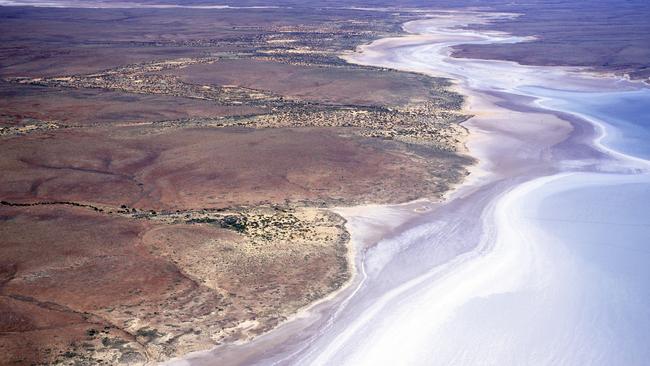 An aerial view of Lake Torrens, about 450km north of Adelaide.