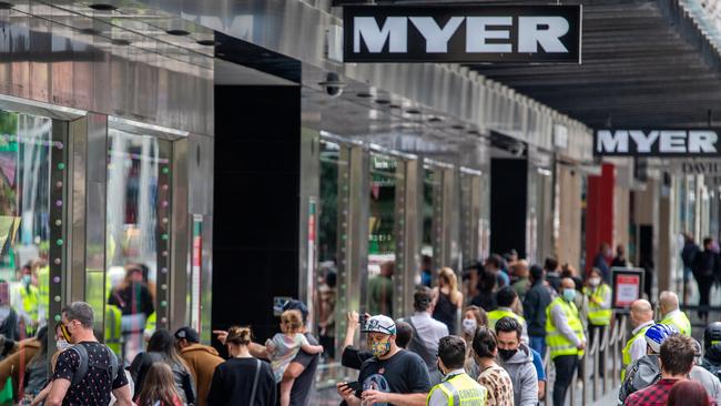 Myer is expected record sales online. Picture: Jason Edwards