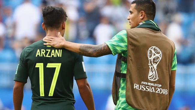 Tim Cahill has been a constant presence around Daniel Arzani in Russia.