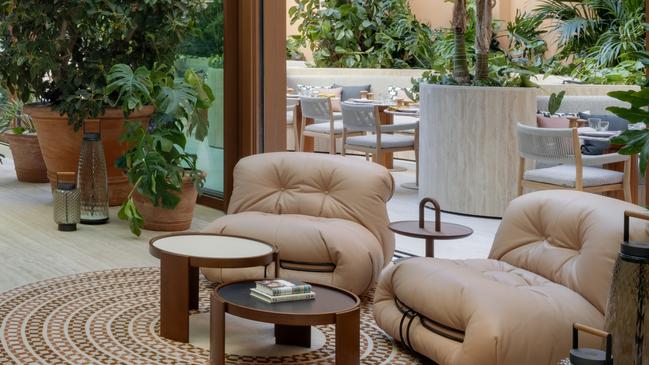 Bivium restaurant extends to a courtyard garden. Picture: John Athimaritis.