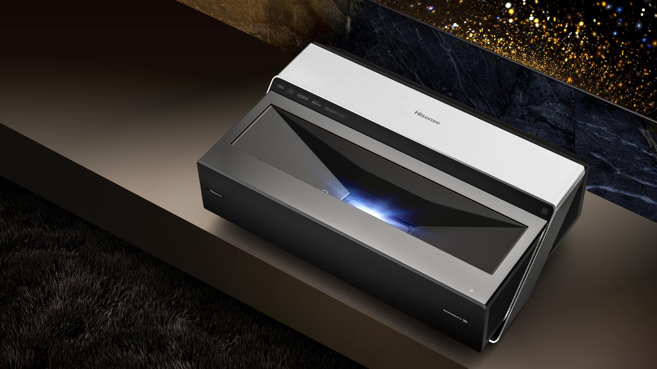 The projector that powers the 100-inch screen doesn't take up much room on its own.