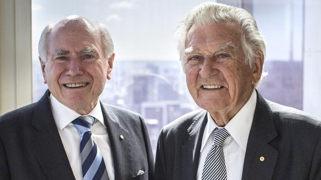 Bob Hawke and John Howard in 2016.