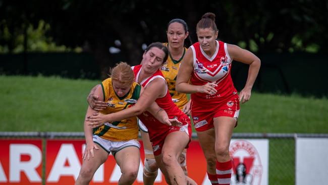 Waratah Women vs St Mary's women in the women's NTFL premier league. Picture: Warren Leyden / AFLNT Media