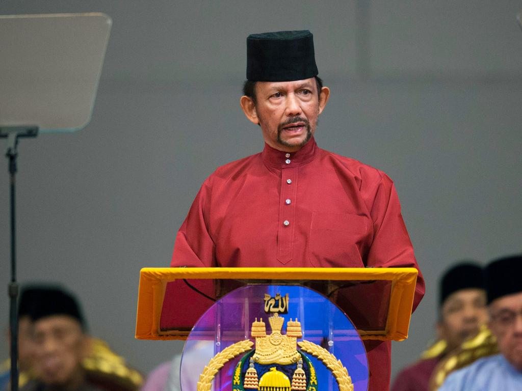 Brunei's Sultan Hassanal Bolkiah delivers a speech calling from ‘stronger’ Islamic teachings in Brunei on April 3. Picture: AFP