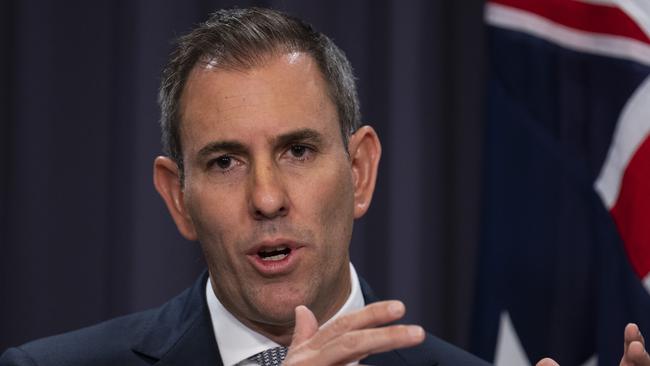 CANBERRA, AUSTRALIA - MAY 5: Treasurer Jim Chalmers and Finance Minister Katy Gallagher hold a press conference at Parliament House Canberra. Picture: NCA NewsWire / Martin Ollman