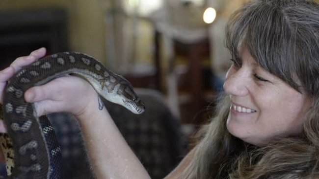 Ms Corby with one of her snakes.