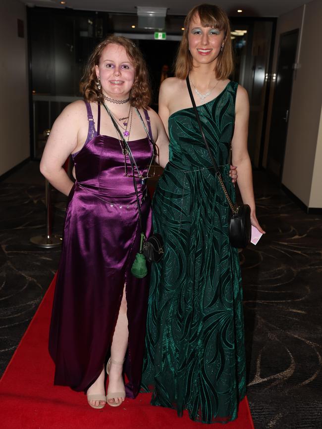 MELBOURNE, AUSTRALIA – JUNE 14 2024 Kaidance Green and Gabby Bonnico attend the Lowanna College Senior Formal 2024 at the Moe Racing Club Picture: Brendan Beckett