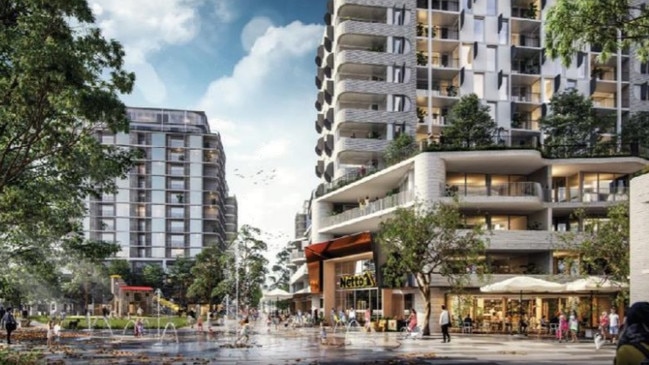 What it could look like ... An artist’s impression of a public plaza that could form part of a development at 240 Governor Macquarie Drive. Picture: NSW Planning