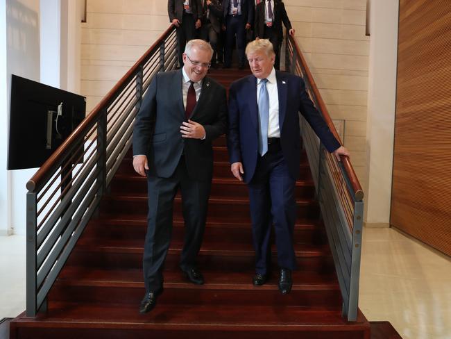 Prime Minister Scott Morrison holds a bilateral meeting with President Donald Trump from the USA at the G7 Summit in Biarritz, France on Sunday, August 25, 2019. Picture: Adam Taylor/PMO