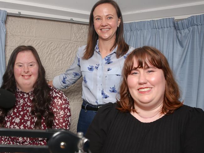 Co-host Annalise Haigh, producer and vice president of Print Radio Tasmania Honor Marino,and president of print radio Hrisanthi Dokos.Picture: Linda Higginson