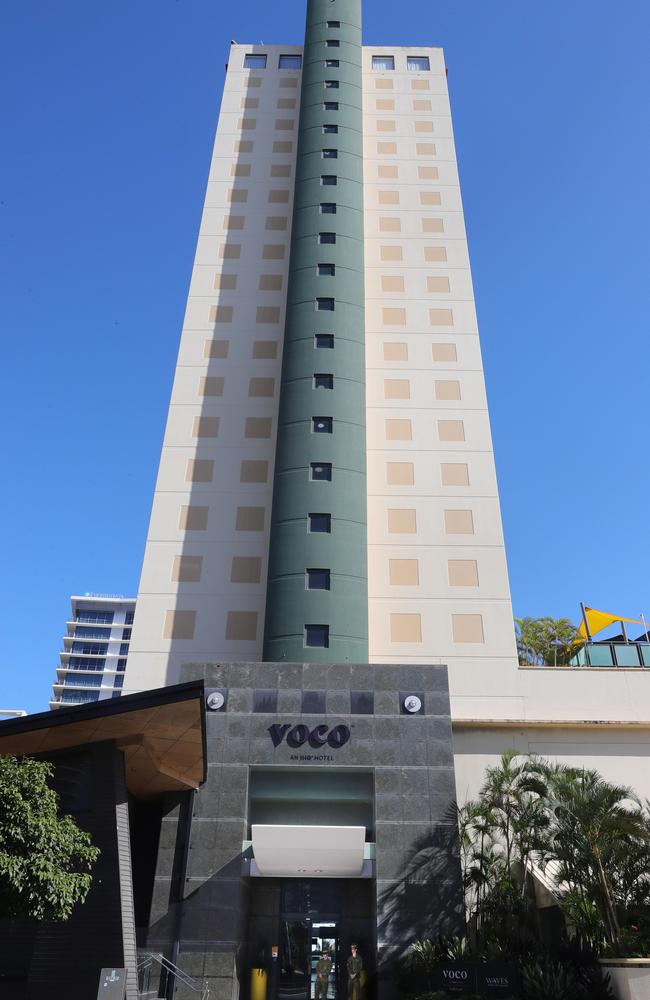 Voco Hotel in Surfers Paradise is being used as the city’s sole quarantine hotel. Picture Glenn Hampson.