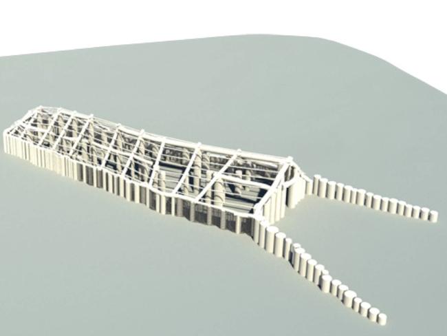 Funeral factory ... A reconstruction of the timber “Hall of the Dead” recently found near Stonehenge. Source: Stonehenge Hidden Landscapes Project