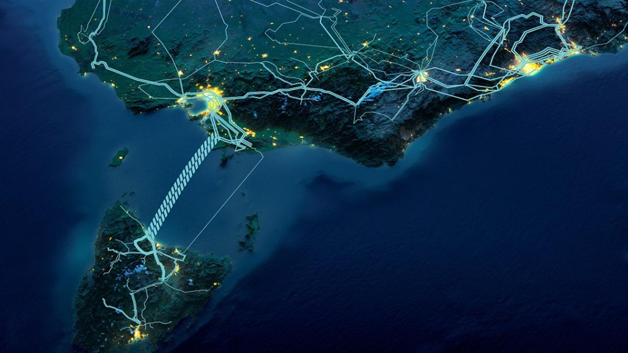 Marinus Link route from space - artist's impression. Picture: File