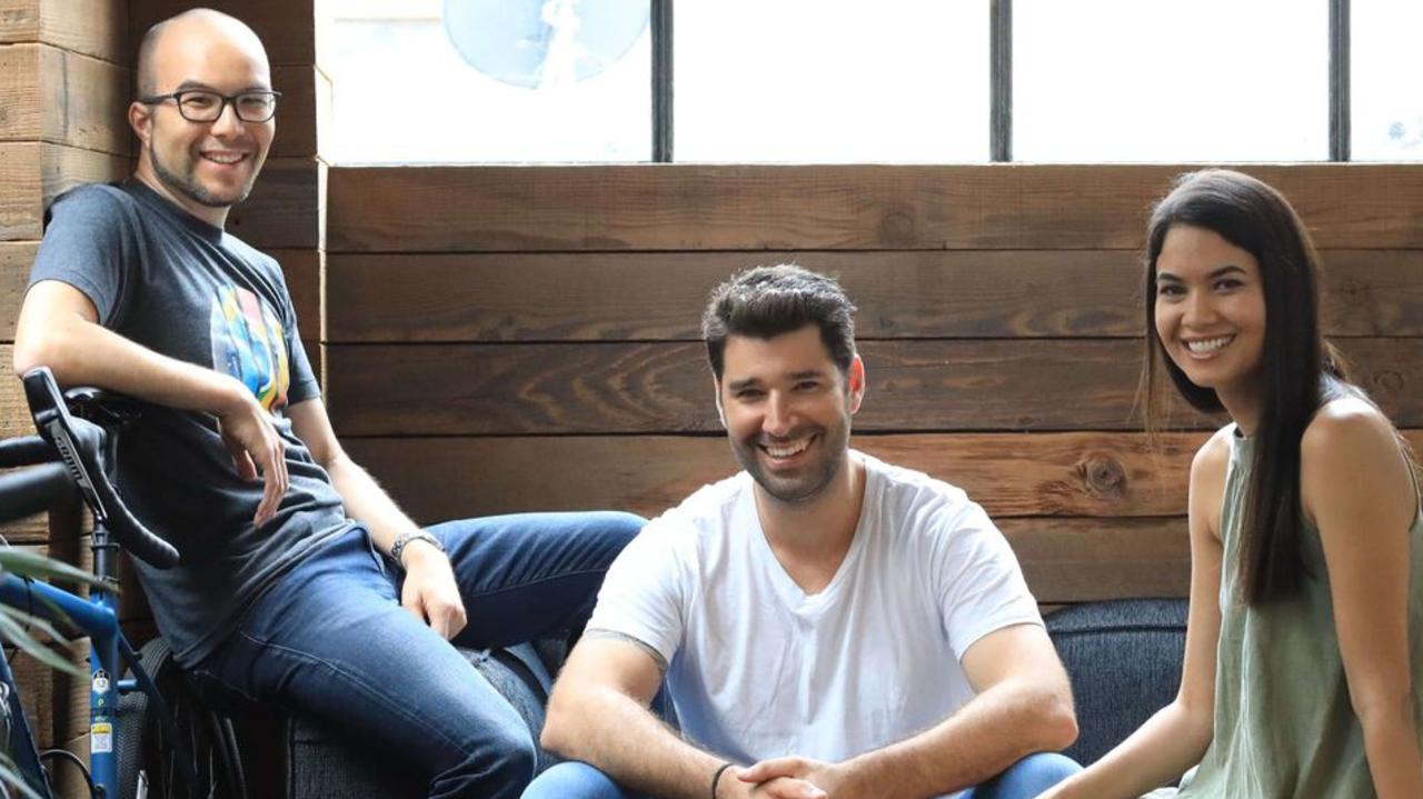 Canva co-founders Cameron Adams, Cliff Obrecht and Melanie Perkins. Picture: Supplied