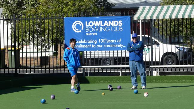 The club has held a series of events introducing school students to the bowls. Picture: Helen van der Werff