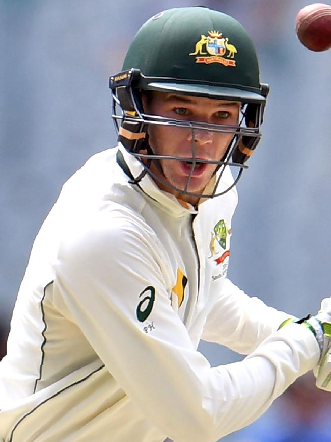 Peter Handscomb will need to be wary against England’s swing. Picture: AFP