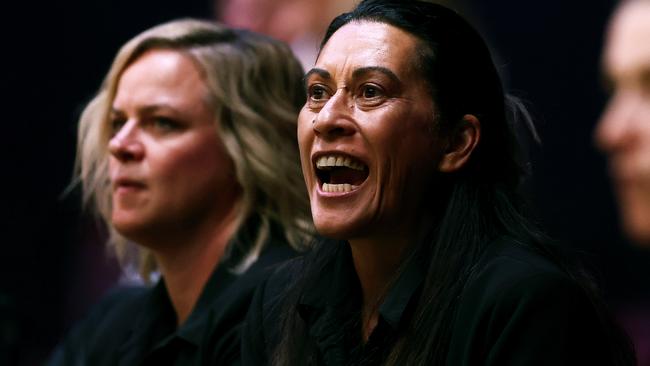LEEDS, ENGLAND - JANUARY 27: Head Coach of New Zealand Dame Noeline Taurua during the Vitality Netball Nations Cup match between England Vitality Roses and New Zealand Silver Ferns at First Direct Arena on January 27, 2024 in Leeds, England. (Photo by Naomi Baker/Getty Images for England Netball)